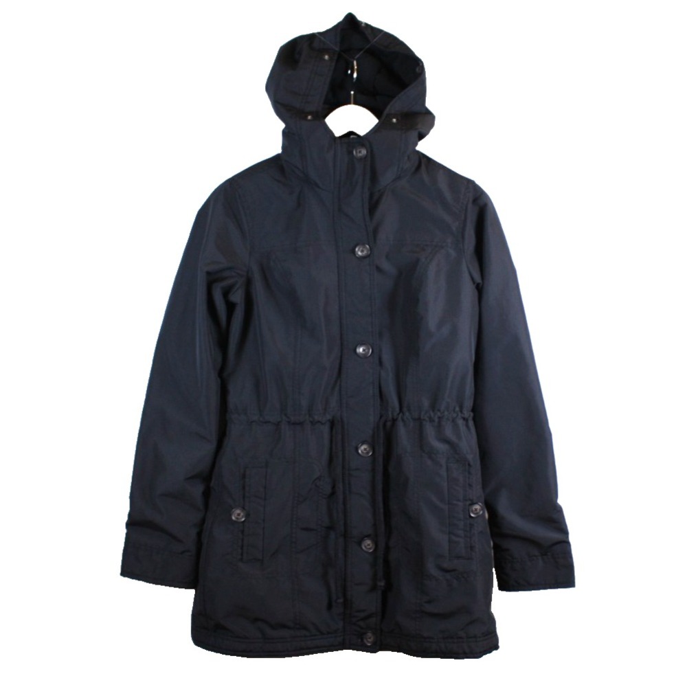 Hollister Women's Jacket Size Medium Quilted Long Adjustable Hooded Rain Winter